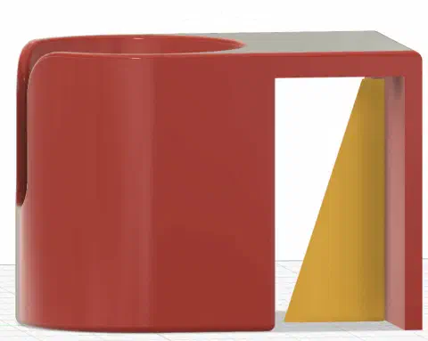 3D-Modell des Getränkehalters in Fusion 360 mit Stützstruktur