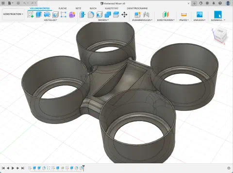 3D-Modell des Vierfach-Haltertabletts für Kenwood-Mahlbecher in Fusion 360