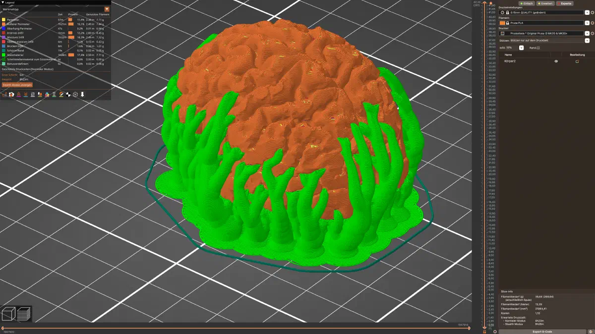 Slicen mit organischen Stützen.